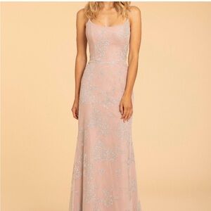 Hayley Paige Occasions Blush Lace Maxi Dress